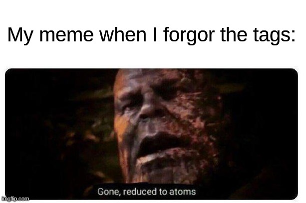 rip meme | My meme when I forgor the tags: | image tagged in gone reduced to atoms,memes,funny,tags | made w/ Imgflip meme maker