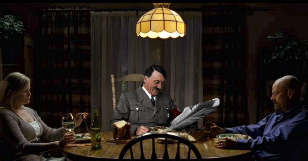 Adolf Hitler reading newspaper in Breaking Bad Blank Meme Template