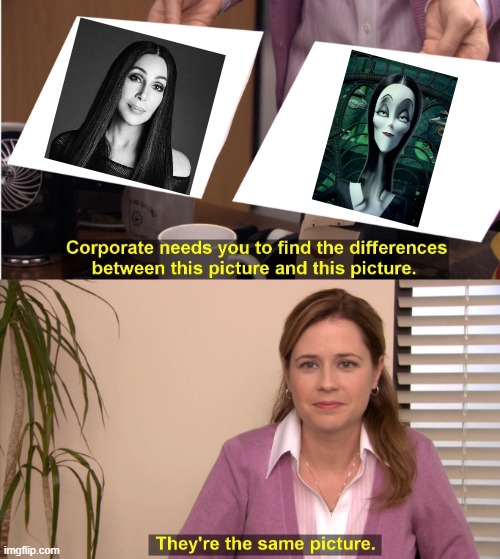 It's OK, Even Gomez Would Be Fooled | image tagged in memes,they're the same picture,addams family,morticia,cher,bono | made w/ Imgflip meme maker