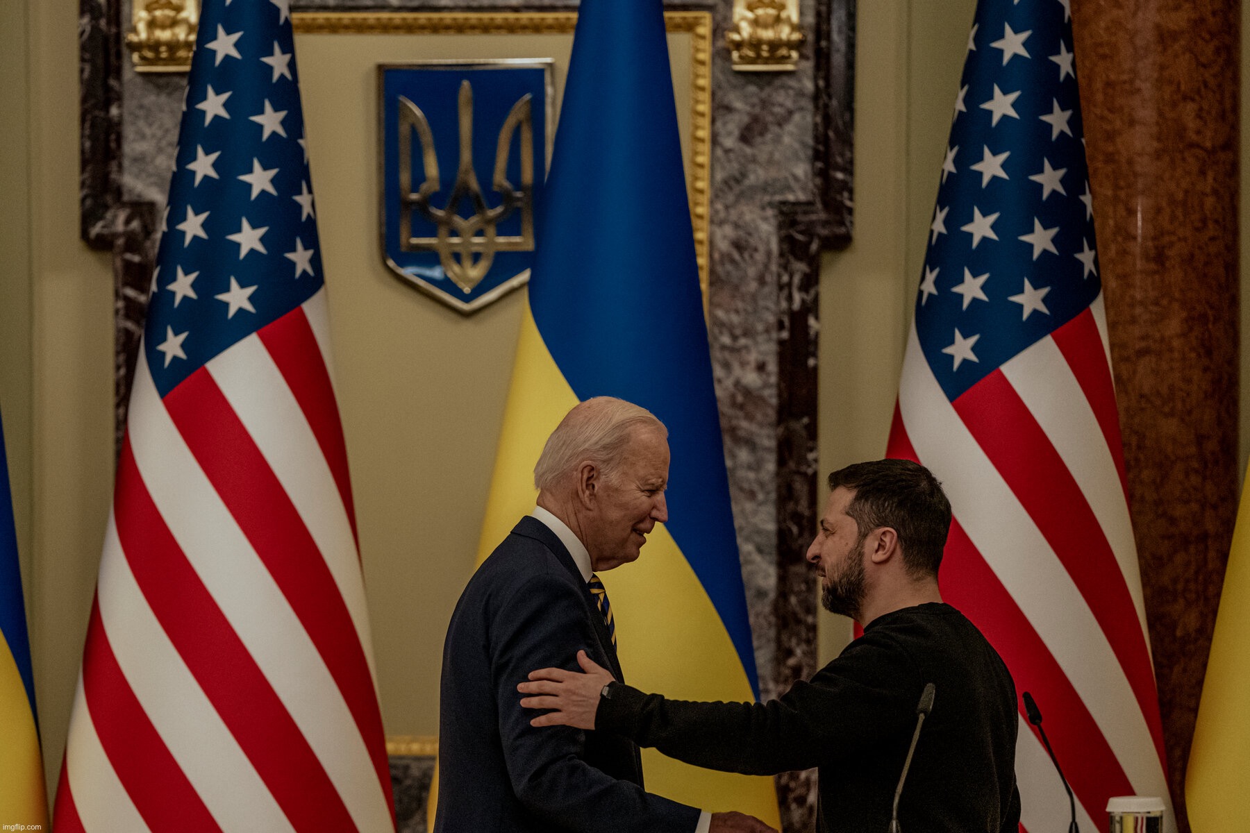 Biden and Zelensky meet in Kiev Ukraine | image tagged in biden and zelensky meet in kiev ukraine | made w/ Imgflip meme maker