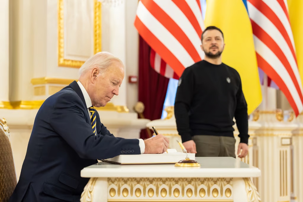 Biden and Zelensky meet in Kiev Ukraine Blank Meme Template