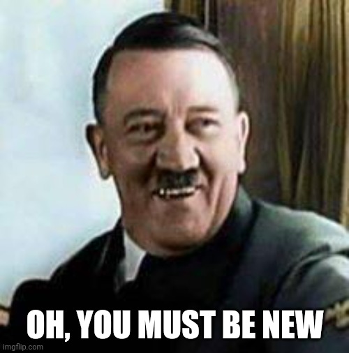 laughing hitler | OH, YOU MUST BE NEW | image tagged in laughing hitler | made w/ Imgflip meme maker