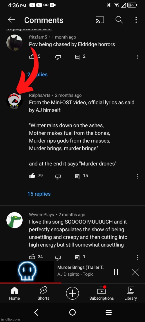 Holy crap there lyrics in murder brings! | image tagged in murder drones,glitch productions | made w/ Imgflip meme maker