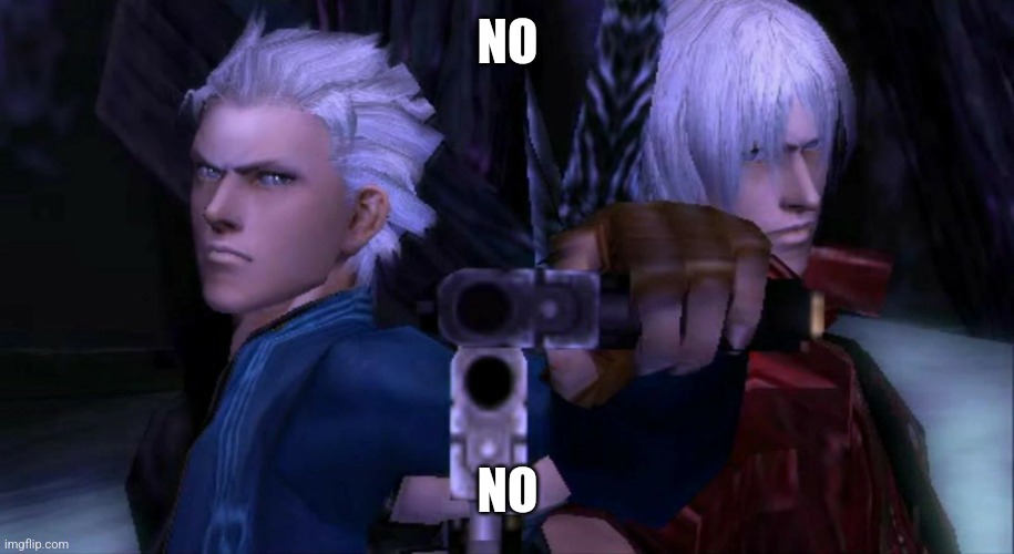 Dante and Vergil don't like you | NO NO | image tagged in dante and vergil don't like you | made w/ Imgflip meme maker