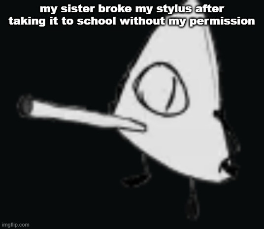 smork | my sister broke my stylus after taking it to school without my permission | image tagged in smork | made w/ Imgflip meme maker