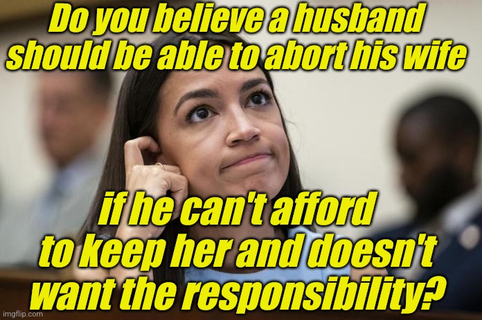 Some are allowed to kill... why not all? | Do you believe a husband should be able to abort his wife; if he can't afford to keep her and doesn't want the responsibility? | image tagged in aoc scratches her empty head,liberals,democrats,lgbtq,blm,murder | made w/ Imgflip meme maker