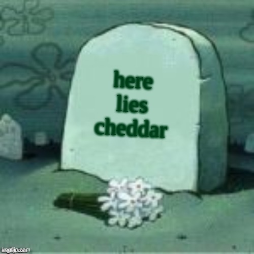 Here Lies X | here lies cheddar | image tagged in here lies x | made w/ Imgflip meme maker