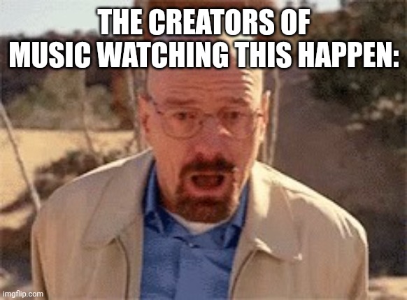 Walter White | THE CREATORS OF MUSIC WATCHING THIS HAPPEN: | image tagged in walter white | made w/ Imgflip meme maker