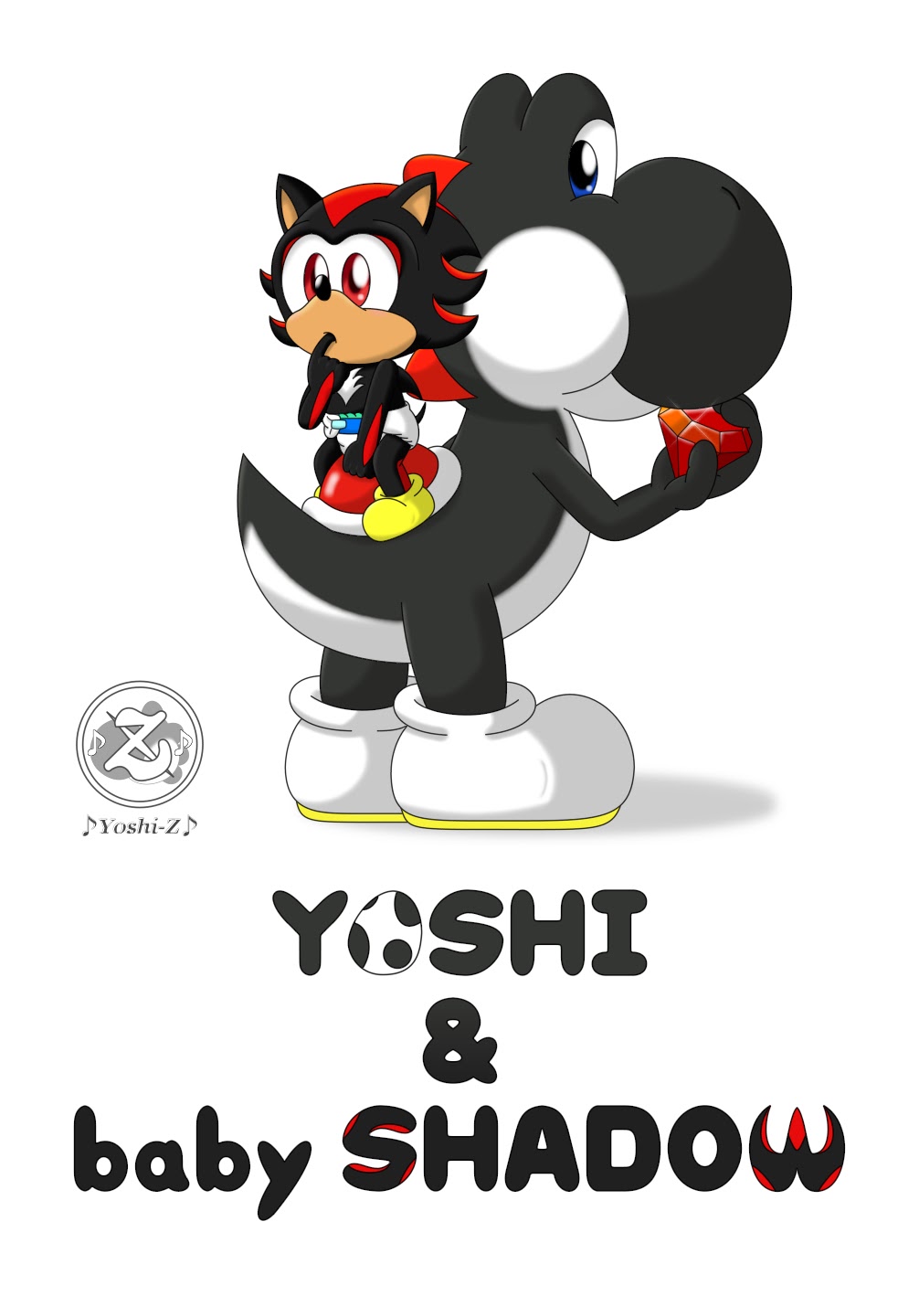 High Quality Black Yoshi & baby Shadow Blank Meme Template