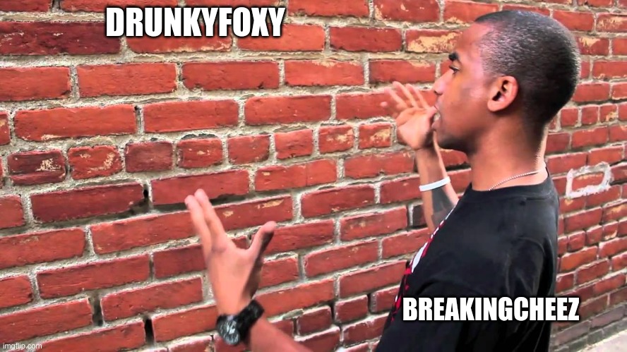 Talking to wall | DRUNKYFOXY; BREAKINGCHEEZ | image tagged in talking to wall | made w/ Imgflip meme maker
