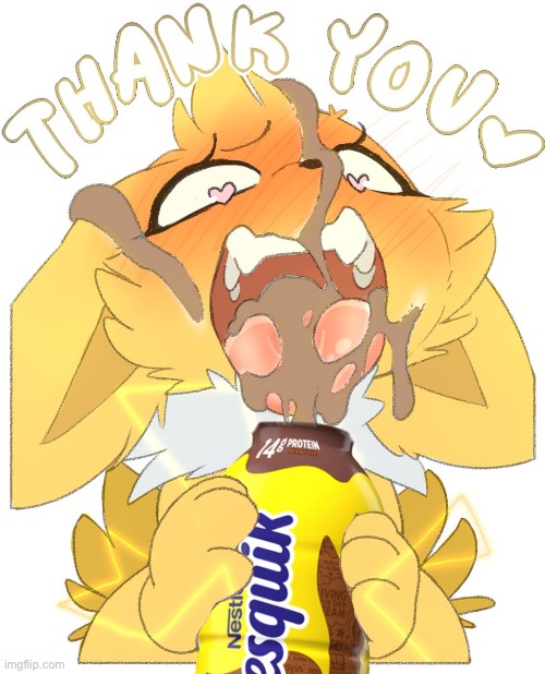 jolteon got choccy milk :) NOT SUS | image tagged in jolteon got choccy milk not sus | made w/ Imgflip meme maker