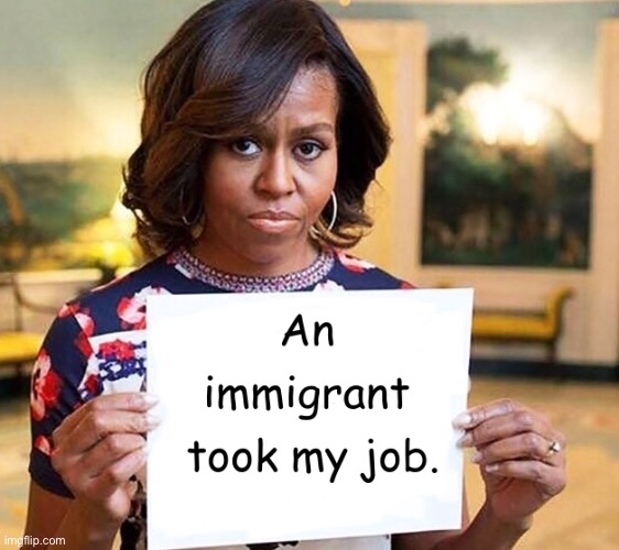 Immigrants | image tagged in an immigrant,took my job,michelle obama,politics | made w/ Imgflip meme maker