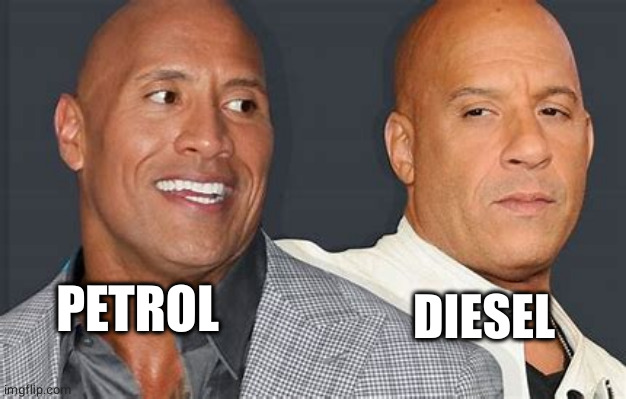 Vin Diesel and the Rock | PETROL DIESEL | image tagged in vin diesel and the rock | made w/ Imgflip meme maker