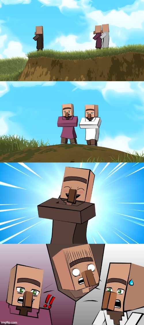 High Quality Element Animation Minecraft Villager but anime Blank Meme Template