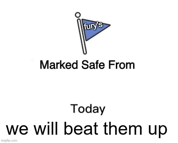marked safe | fury's; we will beat them up | image tagged in memes,marked safe from | made w/ Imgflip meme maker