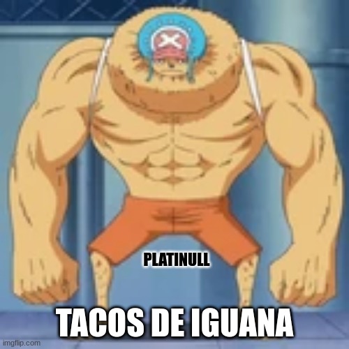 Tacos de iguana | PLATINULL; TACOS DE IGUANA | image tagged in chopper,buff,taco | made w/ Imgflip meme maker