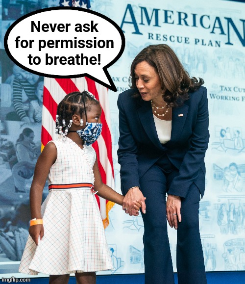 You have to be able to breathe before you can lead! | Never ask for permission to breathe! | image tagged in memes,kamala harris,democrats,face masks,totalitarianism,ignore the science | made w/ Imgflip meme maker