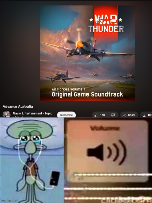 Squidward Crying Listening To Music Template