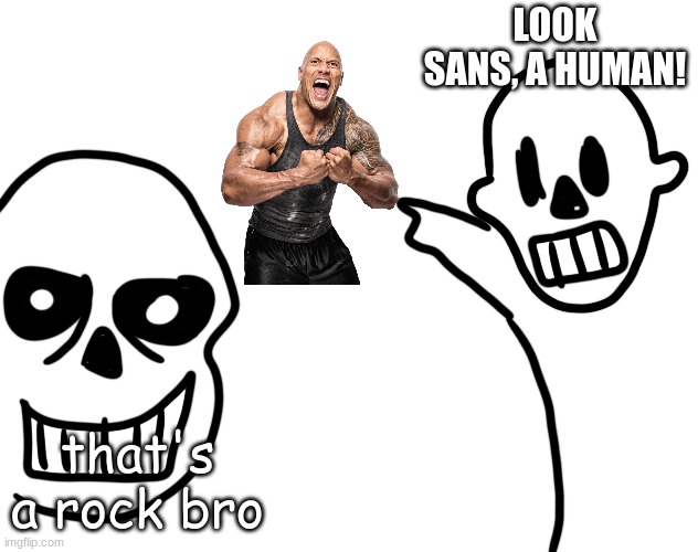 WHOA there pardner! | LOOK SANS, A HUMAN! that's a rock bro | image tagged in sans and papyrus soyjacks | made w/ Imgflip meme maker