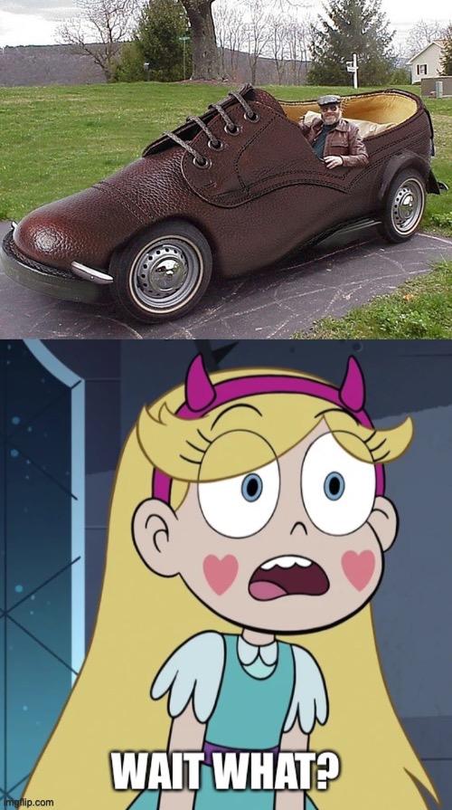 So there’s something as a Shoe Car? | image tagged in star butterfly wait what,cars,car,wait what,star vs the forces of evil,memes | made w/ Imgflip meme maker