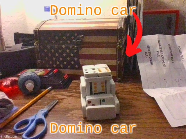 I made domino car with a person inside (later the car fell over and i got sad) | Domino car; Domino car | image tagged in domino | made w/ Imgflip meme maker