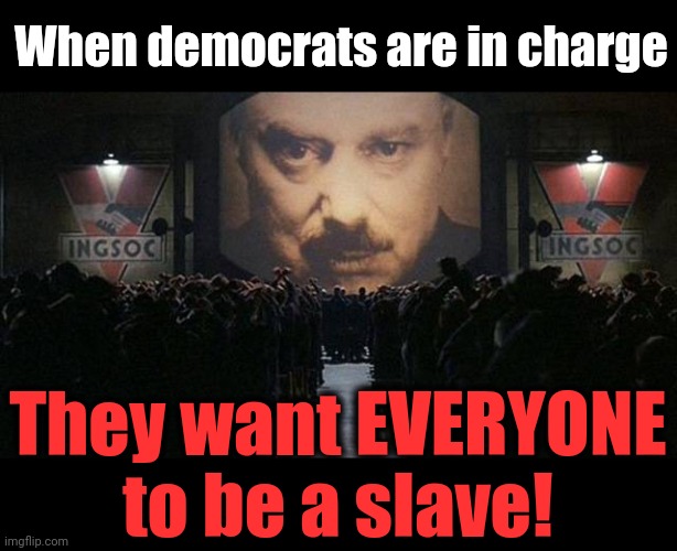 Big Brother 1984 | When democrats are in charge They want EVERYONE
to be a slave! | image tagged in big brother 1984 | made w/ Imgflip meme maker
