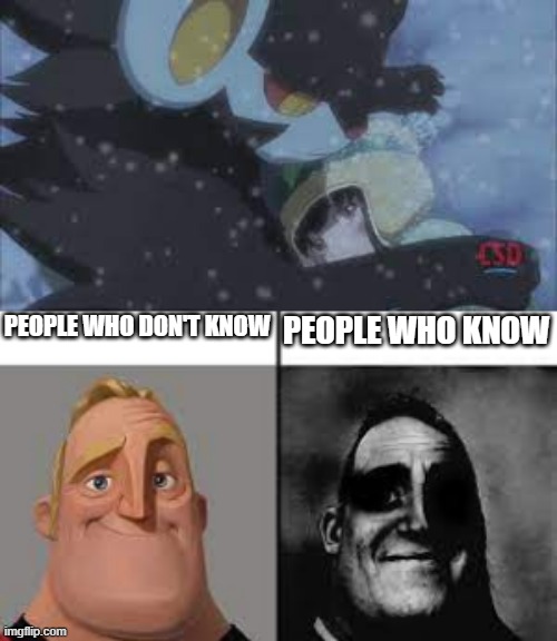 PEOPLE WHO DON'T KNOW; PEOPLE WHO KNOW | image tagged in normal and dark mr incredibles | made w/ Imgflip meme maker