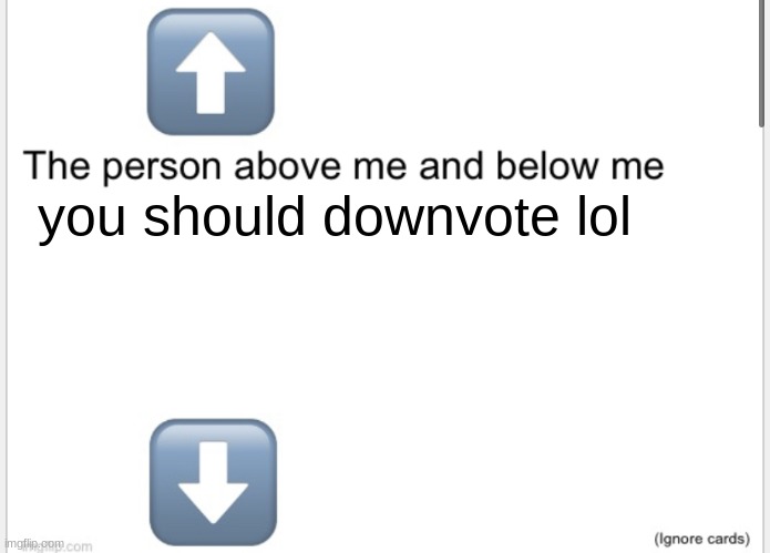 i was bored | you should downvote lol | image tagged in person above below | made w/ Imgflip meme maker