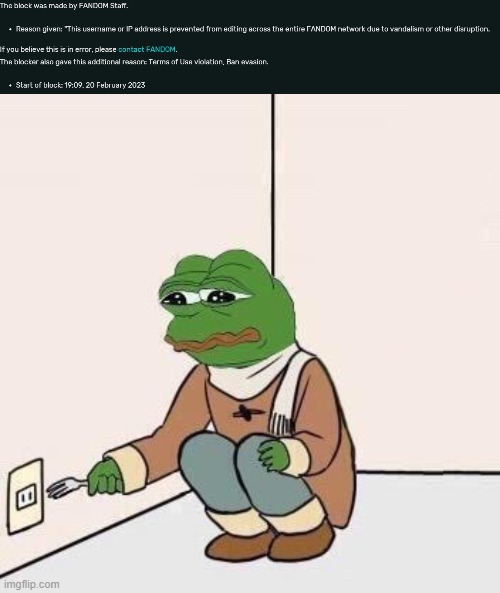 BRUH MY ALT GOT BLOCKED FOREVER | image tagged in sad pepe suicide | made w/ Imgflip meme maker