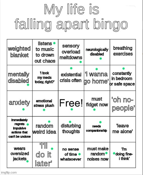 yeeaaaaaa | image tagged in my life is falling apart bingo | made w/ Imgflip meme maker