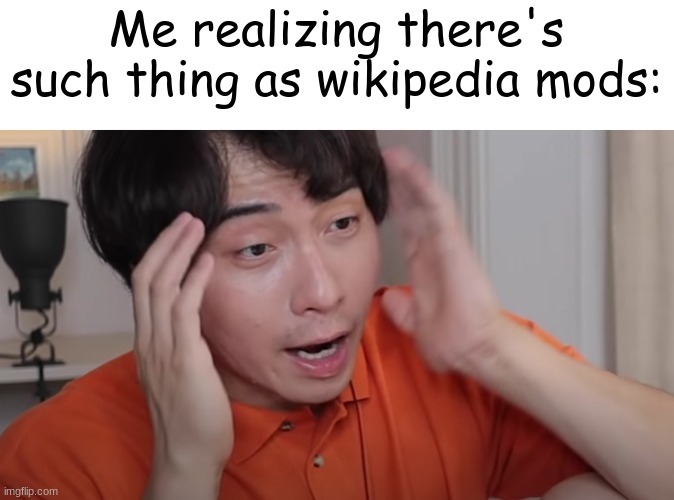Uncle Roger | Me realizing there's such thing as wikipedia mods: | image tagged in uncle roger | made w/ Imgflip meme maker