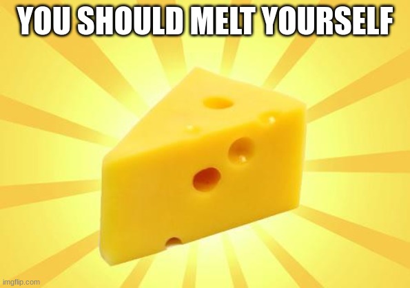 Cheese Time | YOU SHOULD MELT YOURSELF | image tagged in cheese time | made w/ Imgflip meme maker