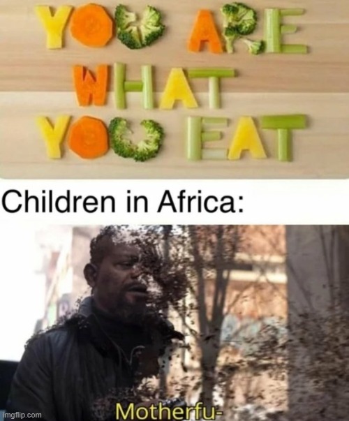 oh fuuuuuuuuuuu | image tagged in you are what you eat,africa | made w/ Imgflip meme maker