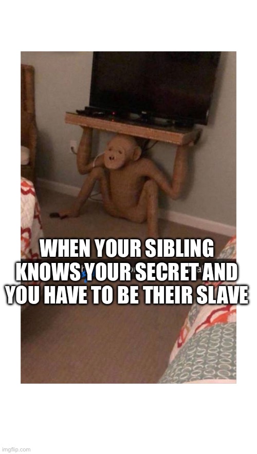 What | WHEN YOUR SIBLING KNOWS YOUR SECRET AND YOU HAVE TO BE THEIR SLAVE | image tagged in cocaine,funny,memes,siblings | made w/ Imgflip meme maker