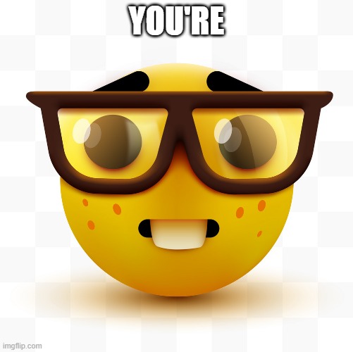 Nerd emoji | YOU'RE | image tagged in nerd emoji | made w/ Imgflip meme maker
