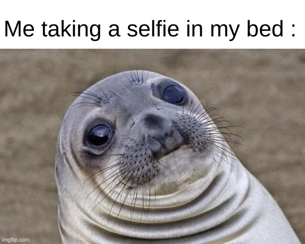 Double chin | Me taking a selfie in my bed : | image tagged in memes,awkward moment sealion,funny,relatable,tacos are the answer,double chin | made w/ Imgflip meme maker
