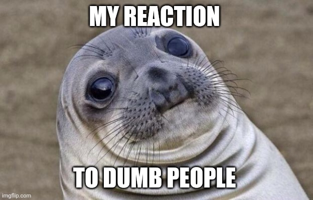 Stupid people get a reaction out of me!!! | MY REACTION; TO DUMB PEOPLE | image tagged in memes,awkward moment sealion | made w/ Imgflip meme maker