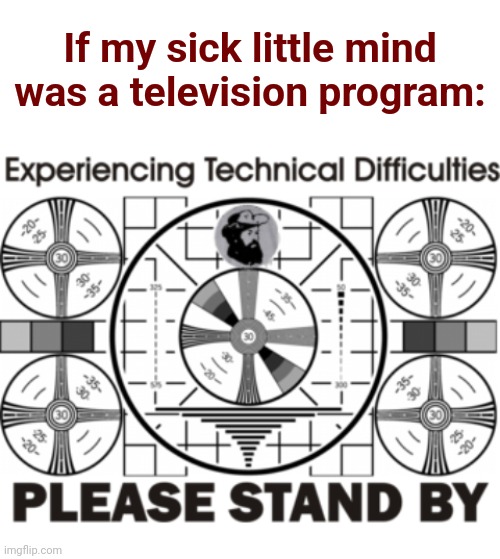  If my sick little mind was a television program: | image tagged in memes,technical difficulties,television,sick little mind,bad brain | made w/ Imgflip meme maker