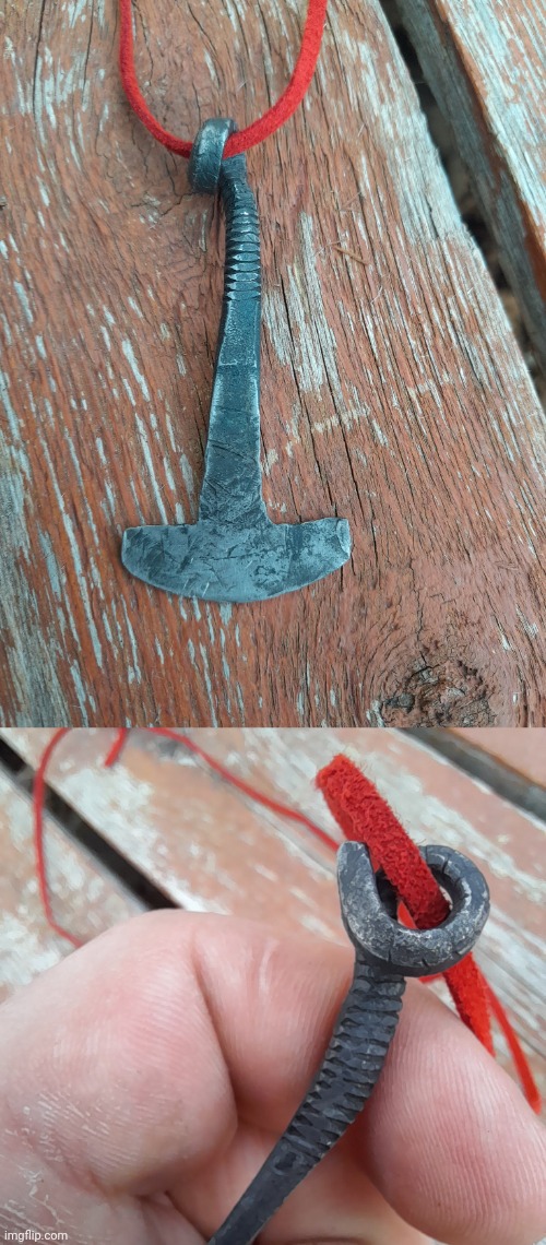 Forgot about this, but here's a mjolnir pendant I forged | image tagged in h | made w/ Imgflip meme maker