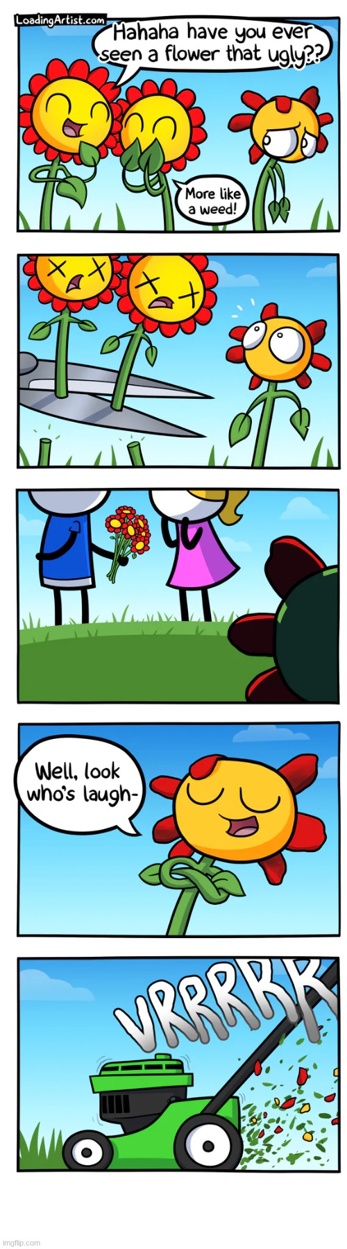 image tagged in flowers,comic,they all die | made w/ Imgflip meme maker