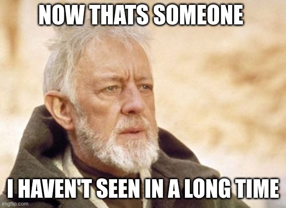 Obi Wan Kenobi Meme | NOW THATS SOMEONE I HAVEN'T SEEN IN A LONG TIME | image tagged in memes,obi wan kenobi | made w/ Imgflip meme maker