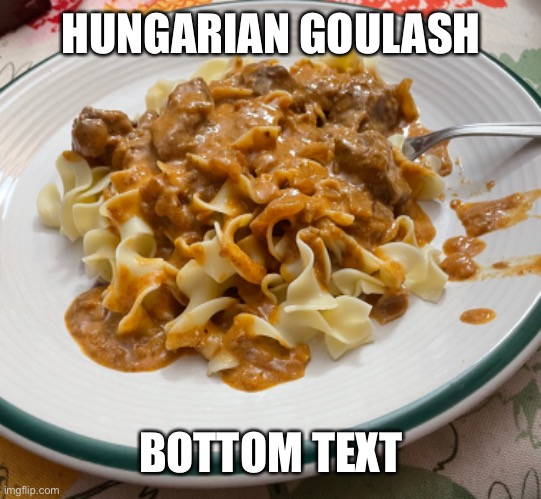 I made Hungarian Goulash. This dish was pretty new to me, but I nailed it | HUNGARIAN GOULASH; BOTTOM TEXT | image tagged in cooking,have you ever made this before | made w/ Imgflip meme maker