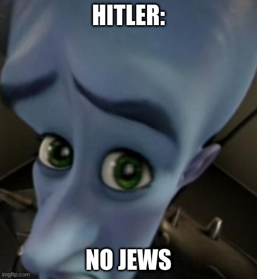 Megamind no bitches | HITLER:; NO JEWS | image tagged in megamind no bitches | made w/ Imgflip meme maker