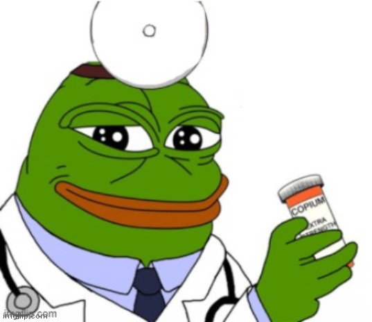 Dr. Pepe prescribing Copium | image tagged in dr pepe prescribing copium | made w/ Imgflip meme maker