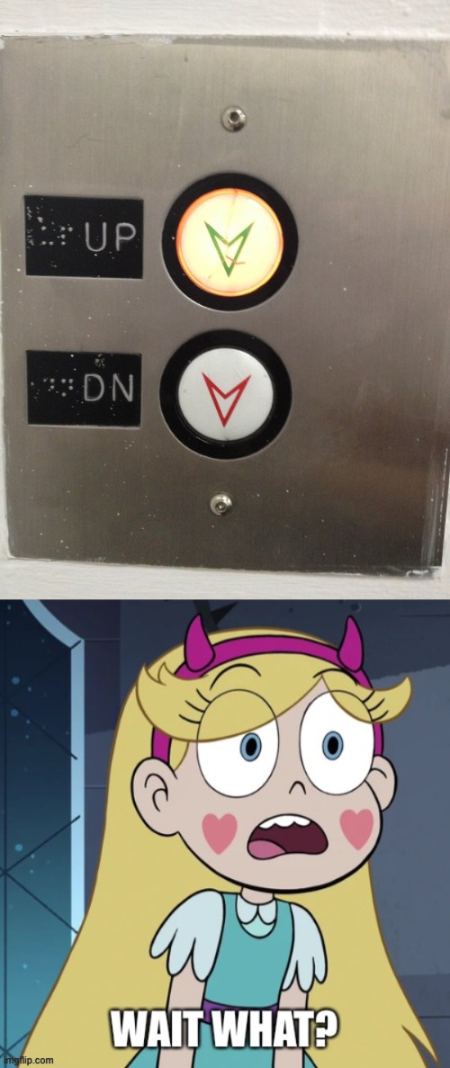 Would you like to go Down or Down? | image tagged in star butterfly wait what,failure,star vs the forces of evil,elevator,you had one job,memes | made w/ Imgflip meme maker