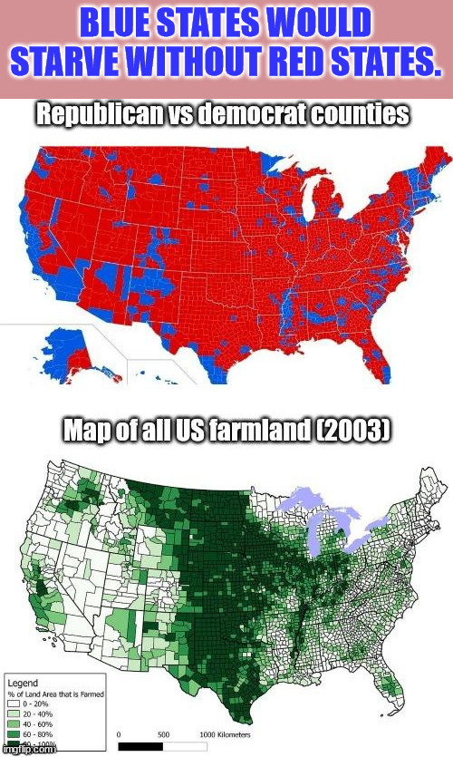 Blue states would starve without red states. | BLUE STATES WOULD STARVE WITHOUT RED STATES. | image tagged in eat,bugs,stupid liberals | made w/ Imgflip meme maker