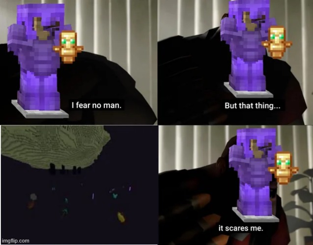 Full protection IV armour doesn't save you from the void y'know | image tagged in repost,gaming,minecraft,i fear no man,memes,minecraft memes | made w/ Imgflip meme maker