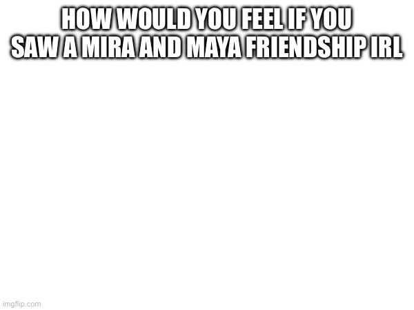 HOW WOULD YOU FEEL IF YOU SAW A MIRA AND MAYA FRIENDSHIP IRL | made w/ Imgflip meme maker