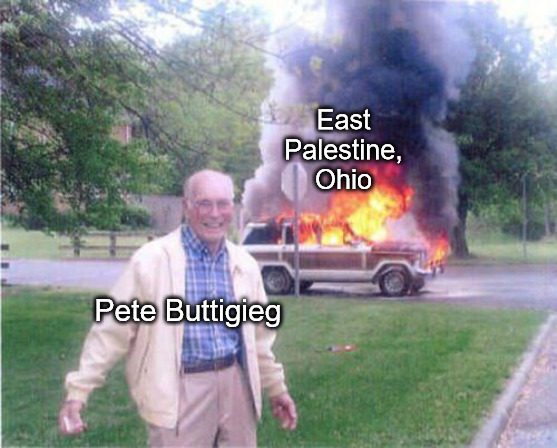 If only the Railroad workers were allowed to strike | East Palestine, Ohio; Pete Buttigieg | image tagged in grandpa burning car,train wreck,pete buttigieg,current events | made w/ Imgflip meme maker