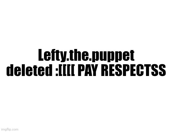 NO- | Lefty.the.puppet deleted :[[[[ PAY RESPECTSS | made w/ Imgflip meme maker